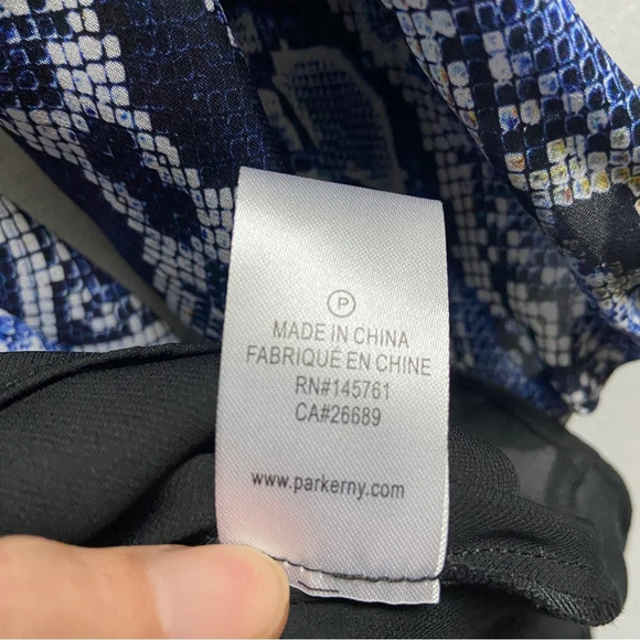 Parker Silk Tiered Blue Gladis Snakeskin Print Mini Dress Size XS - Picture 11 of 16